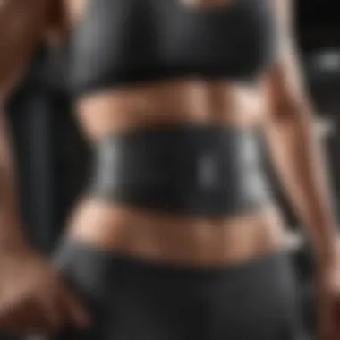 Close-up of a workout waistband trainer showcasing its design and features