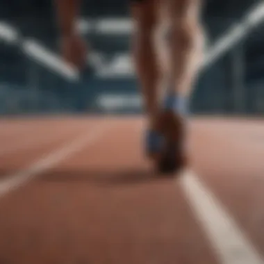 Athlete testing shoes on a running track