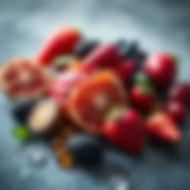 An artistic representation of antioxidants in various forms, highlighting their protective role in cardiovascular wellness.