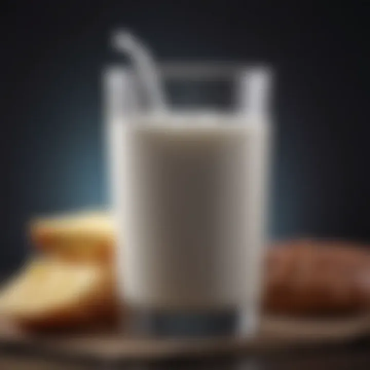 A glass of milk against a backdrop of digestive health.