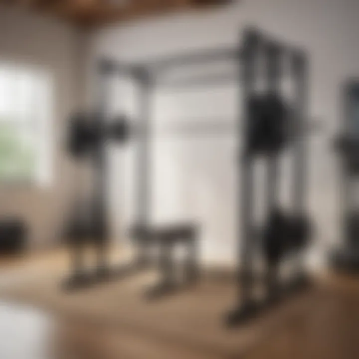 Compact squat rack design in a small home gym