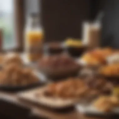 Assorted High Protein Snacks for Breakfast An assortment of high protein snacks arranged elegantly on a table