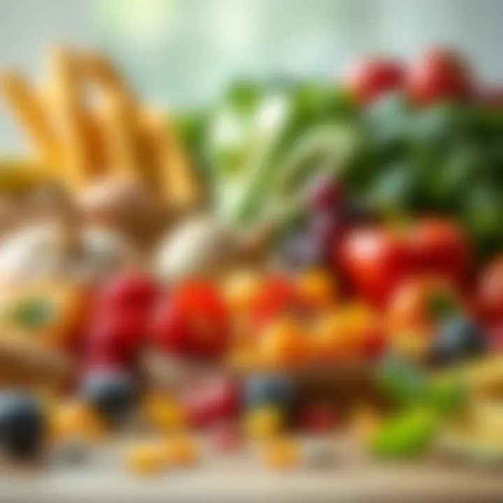 Colorful fruits and vegetables arranged for a healthy snack option