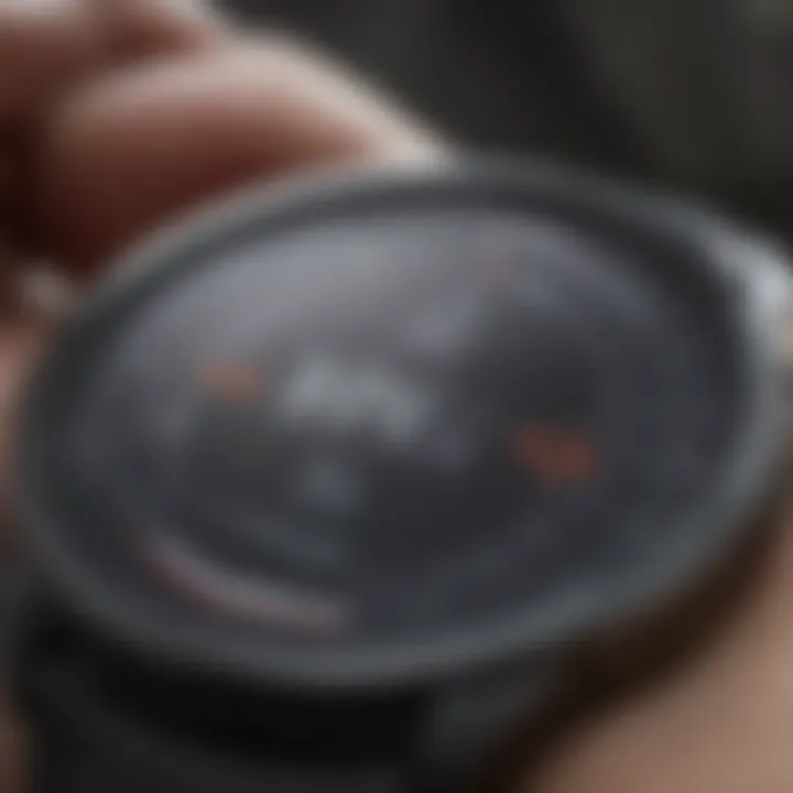 Close-up of a fitness tracker displaying health metrics