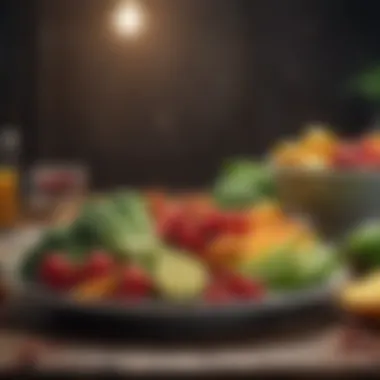 Colorful Fruits and Vegetables for Wellness A plate of colorful fruits and vegetables