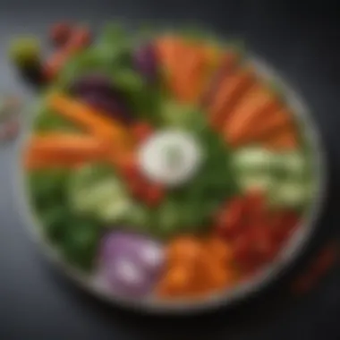 Vegetable Platter for Nutritional Balance A colorful plate of assorted vegetables showcasing greens, peppers, and carrots