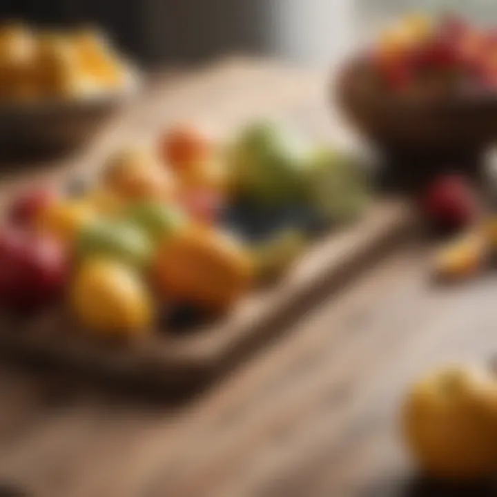 An assortment of fruits displayed on a wooden table, ideal for a light lunch