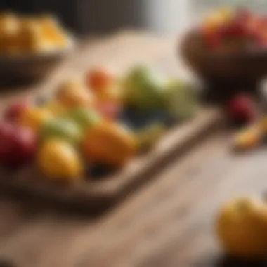 Fresh Fruit Selection An assortment of fruits displayed on a wooden table, ideal for a light lunch