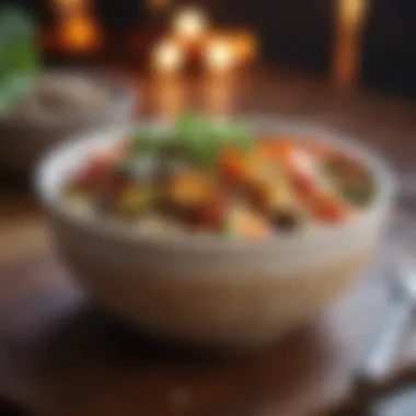 Nutritious Quinoa Bowl A delicious quinoa bowl topped with roasted vegetables and a light dressing