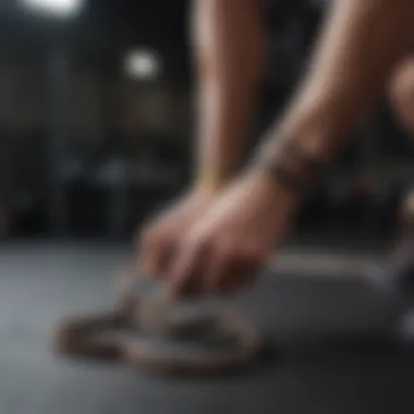 Close-up of gym bands in use during a fitness routine