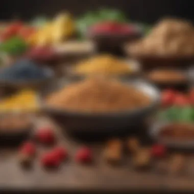 Diverse High Carb Foods A colorful spread of high carb, no fat foods including fruits and legumes