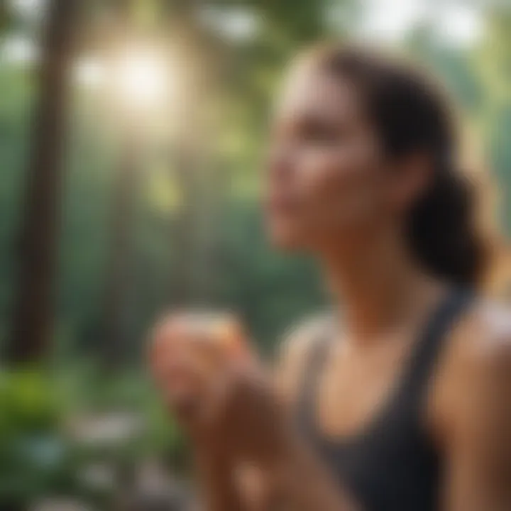 An individual engaged in mindful meditation outdoors