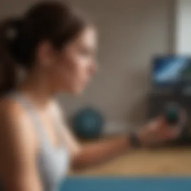 Home Workout with Apple Watch A person engaging in a home workout while wearing an Apple Watch