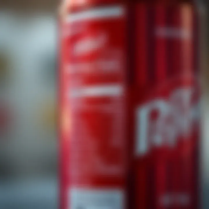 Close-up of Dr Pepper's nutritional information and ingredients list.