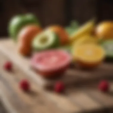 Keto-Friendly Fruits Selection Selection of keto-friendly fruits on a wooden table