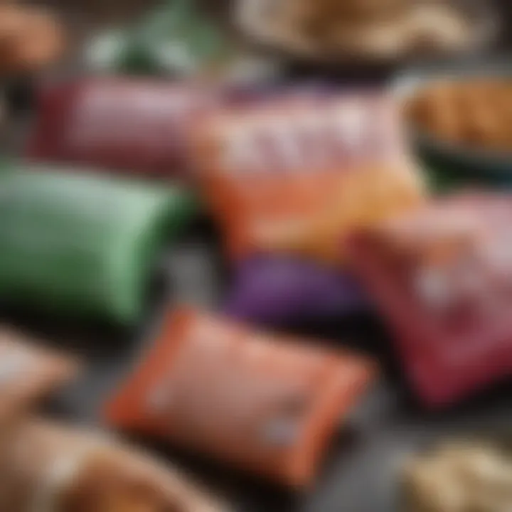 Close-up of nutritional labels on keto snack packages