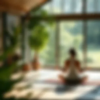 Relaxation Techniques for Alleviating Gas A serene environment depicting relaxation techniques, such as meditation or yoga, to ease discomfort.