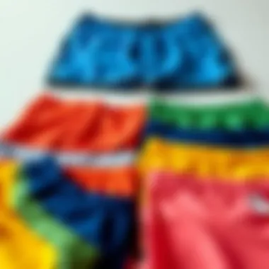 Colorful running trunks arranged to highlight style options