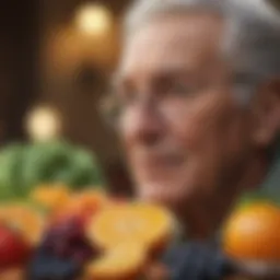 Colorful array of senior-friendly fruits and vegetables rich in essential vitamins