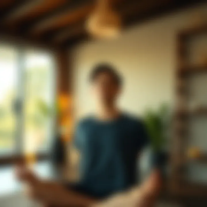 Embracing Mindfulness in Dietary Changes A serene environment with an individual practicing mindfulness, symbolizing the mental aspect of diet adherence.