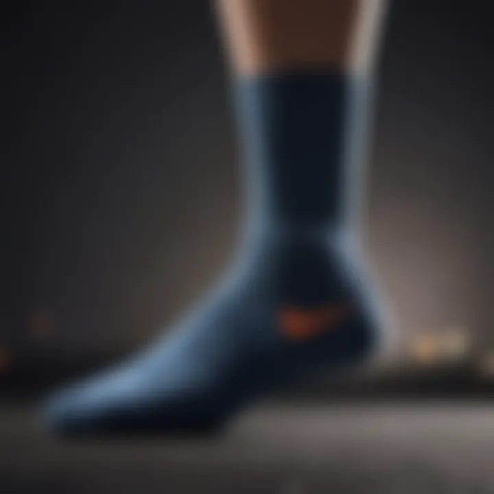 Close-up of innovative materials used in Nike socks