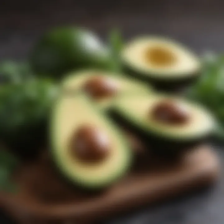 Fresh avocados and leafy greens representing keto-friendly foods