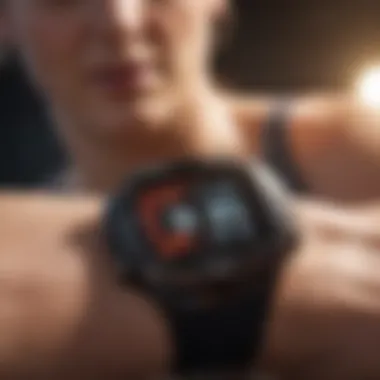 Close-up of heart rate monitor during cardio exercise