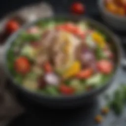 Colorful salad bowl with protein-rich ingredients