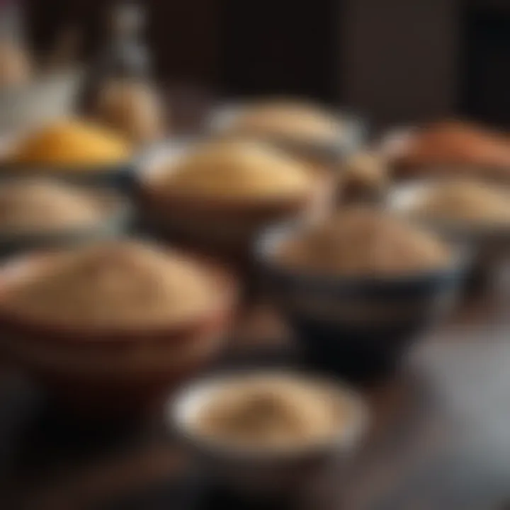 Assorted whole grains displayed in elegant bowls, showcasing variety