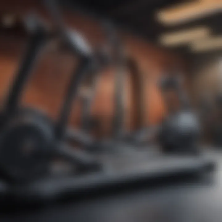 A variety of cardio machines in a modern gym setting