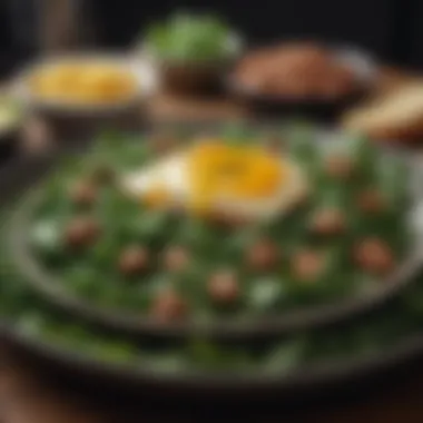 Balanced Meals for Nutritional Density Close-up of a healthy dish with greens and proteins