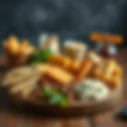 A selection of high protein keto snacks displayed on a wooden board