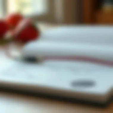 A close-up of a journal with notes on healthy eating habits and reflections.