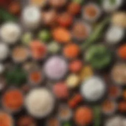 A vibrant display of various probiotic-rich foods including yogurt, kimchi, and kefir