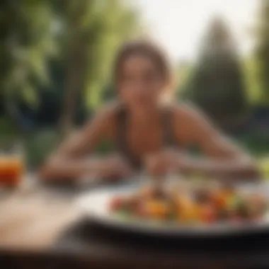 A person enjoying a meal outdoors, symbolizing mindful eating.