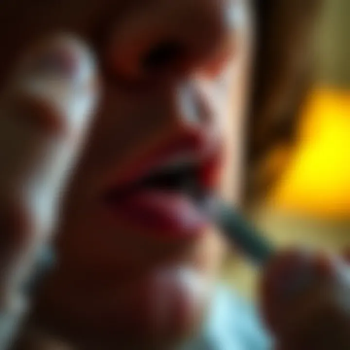 Close-up of a throat examination