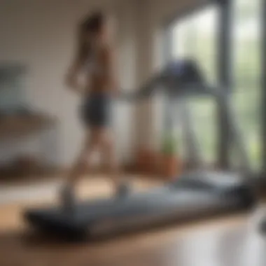 Creating a Calm Space for Fitness at Home A serene home environment with a walking treadmill in use