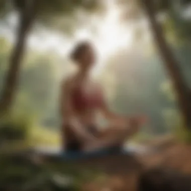 A peaceful scene of a person meditating outdoors