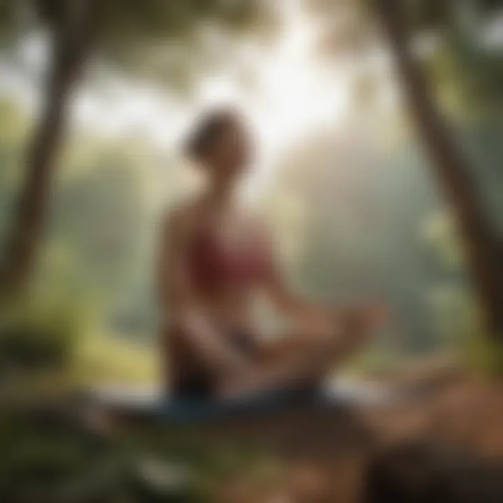 A peaceful scene of a person meditating outdoors