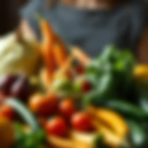 Fresh vegetables and fruits promoting healthy eating habits