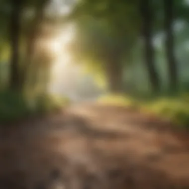 A serene park path inviting for a morning jog.