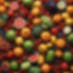 Colorful array of fresh fruits and vegetables