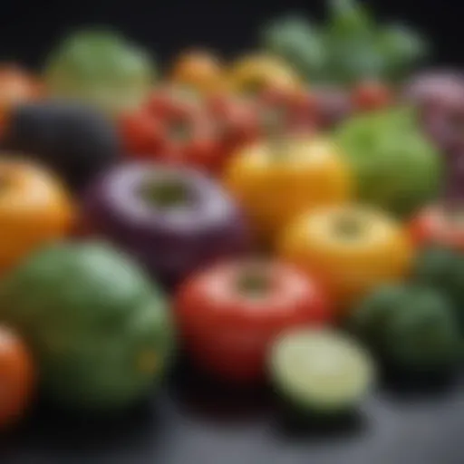 Colorful array of fresh vegetables and fruits