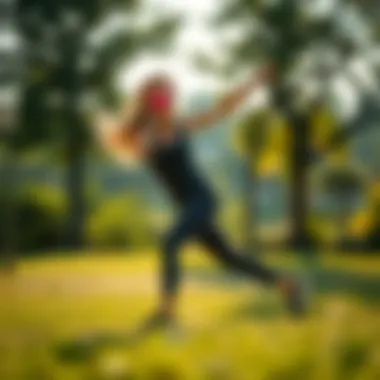 Vibrant outdoor setting with an individual engaging in dynamic exercise