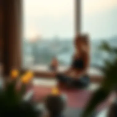 Relaxing scene depicting mindful practices like meditation or yoga