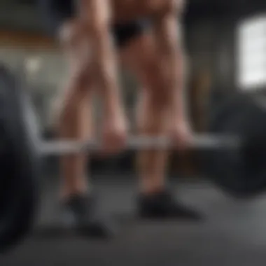 Understanding the Deadlift Mechanics A close-up view of a person performing a deadlift, focusing on muscular engagement.