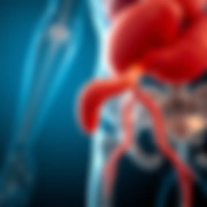 Illustration showing the anatomical location of the pancreas in relation to other organs