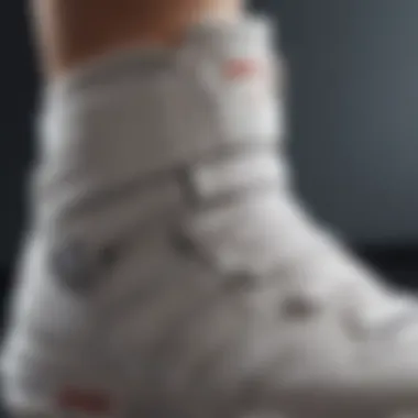 Close-up of the ankle support feature in high-top workout shoes