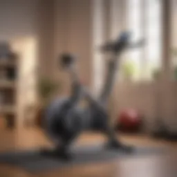 A sleek folding exercise bike in a modern home gym setting