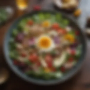 Aesthetic Salad Presentation An aesthetically pleasing salad plate arranged with care, emphasizing presentation.